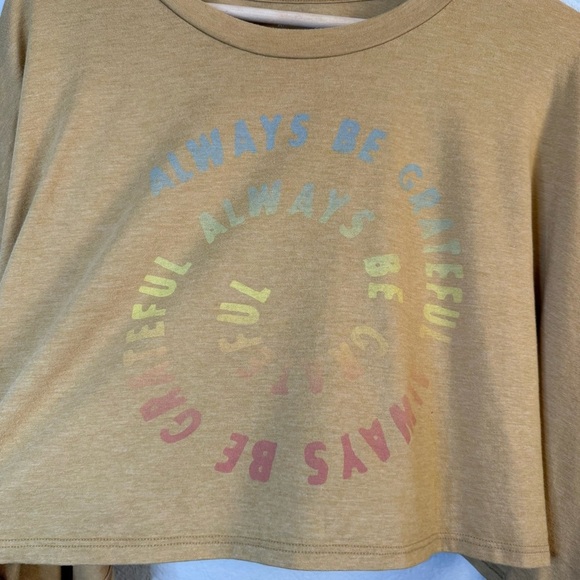 American Eagle Always Be Grateful Long Sleeve Cropped Tee Oversized Size Medium - Picture 3 of 10